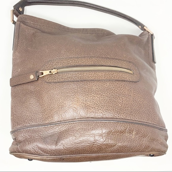 Longchamp | Cosmos Brown Pebbled Leather Hobo/Bucket Bag - Picture 5 of 16